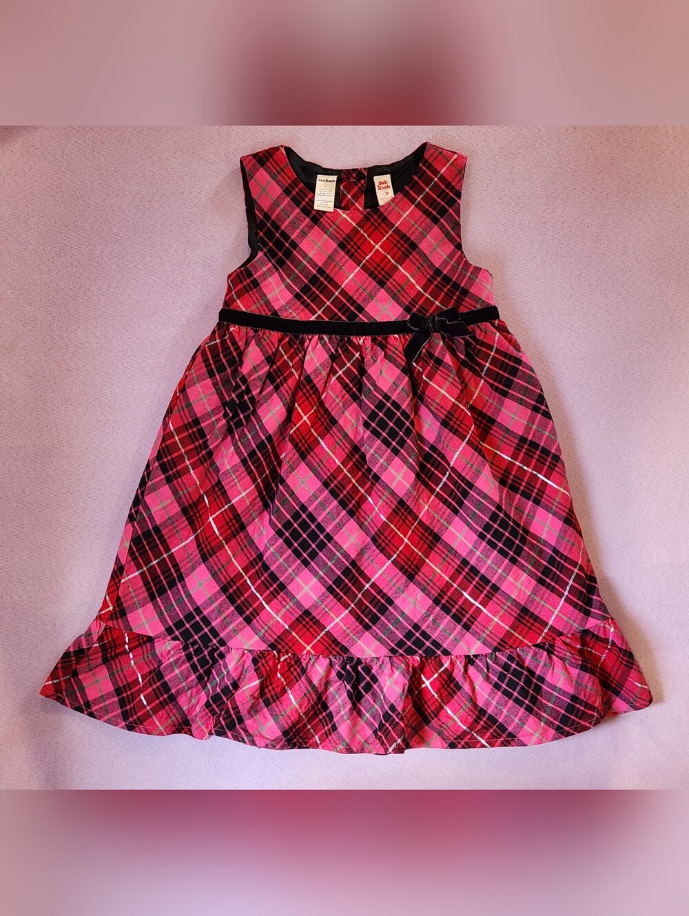 2006 OshKosh Made Just For Me Holiday Party Pink Red Plaid 5yr Dress